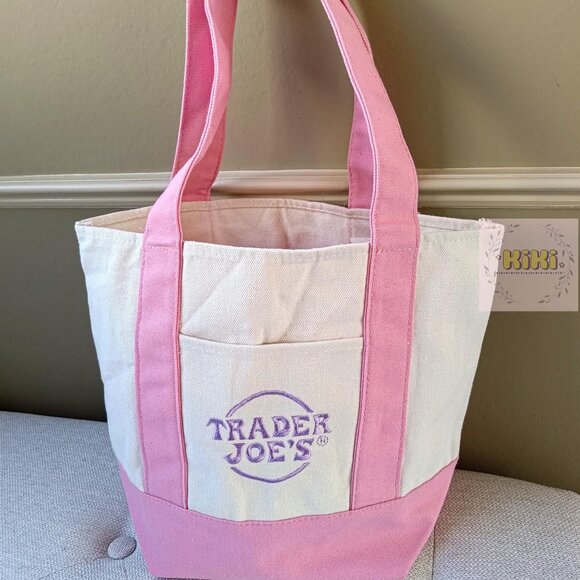 Delicate pink Trader Joe’s Mini Pastel Canvas Tote Bag - Picture 3 of 4